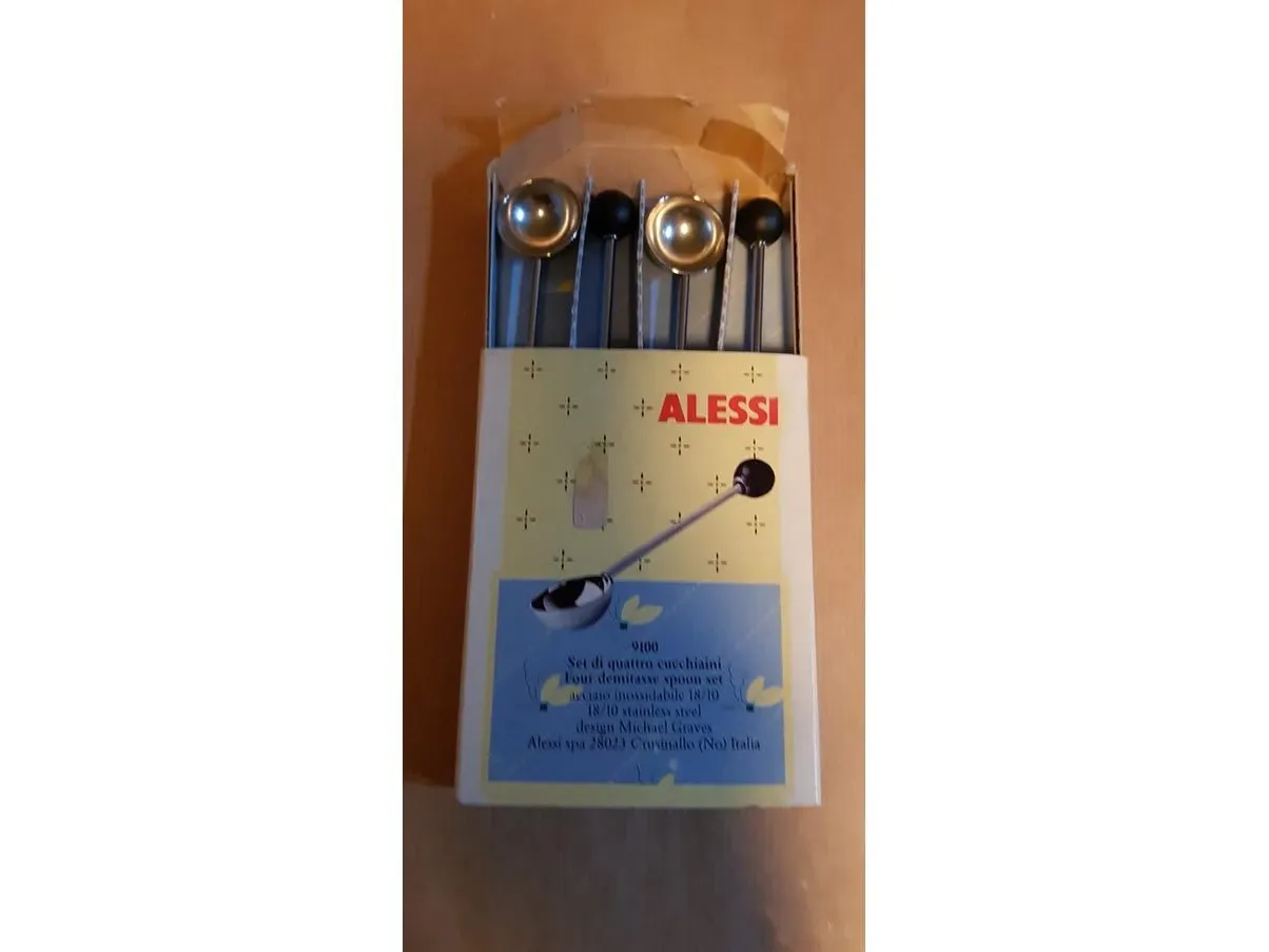 Set of 4 steel and plastic spoons, Alessi 3