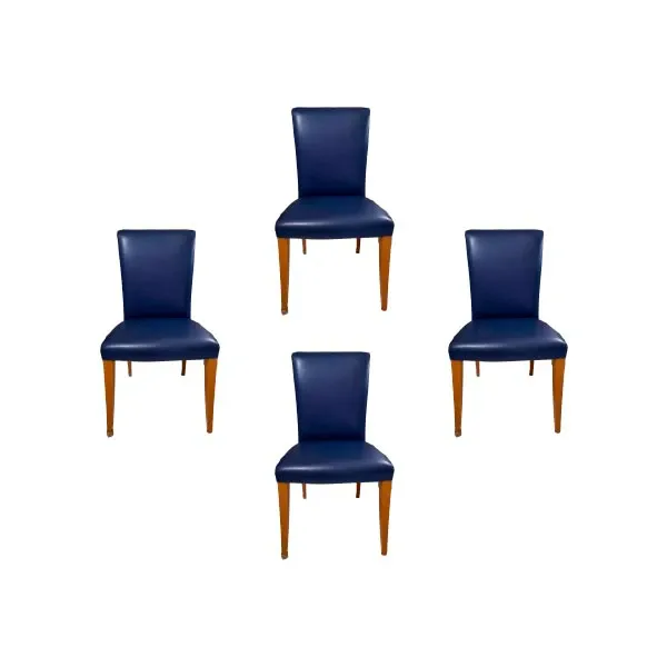 Set of 4 Vittora chairs in leather (blue), Poltrona Frau image