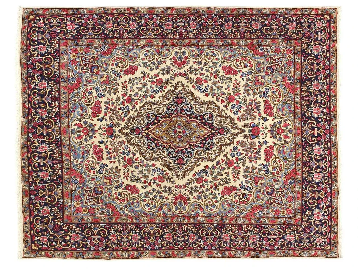Rechteckiger Kerman Teppich aus Wolle und Baumwolle 1