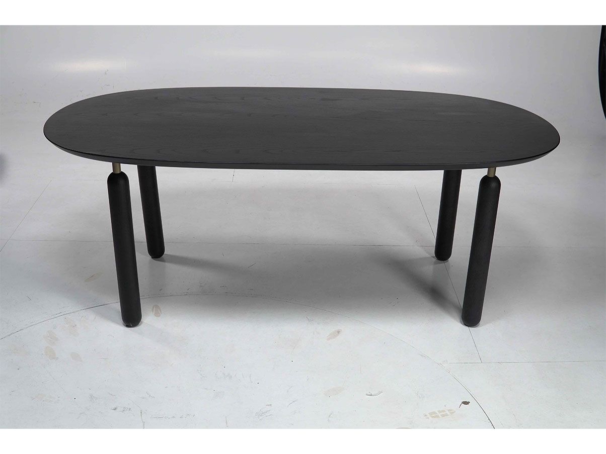 Tavolo ovale Ellipse in ottone e legno (nero), Scapin
