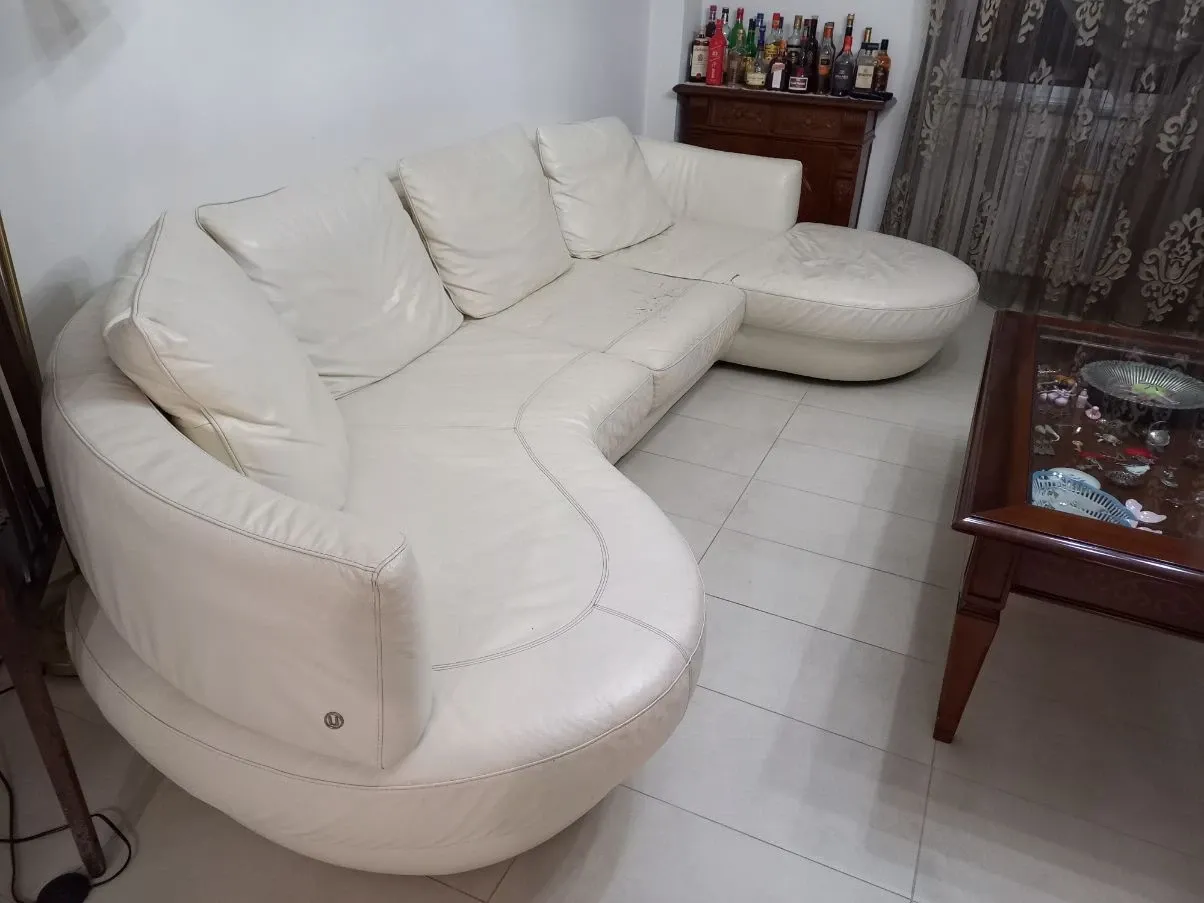 Divano Rondo in pelle avorio, Natuzzi 2