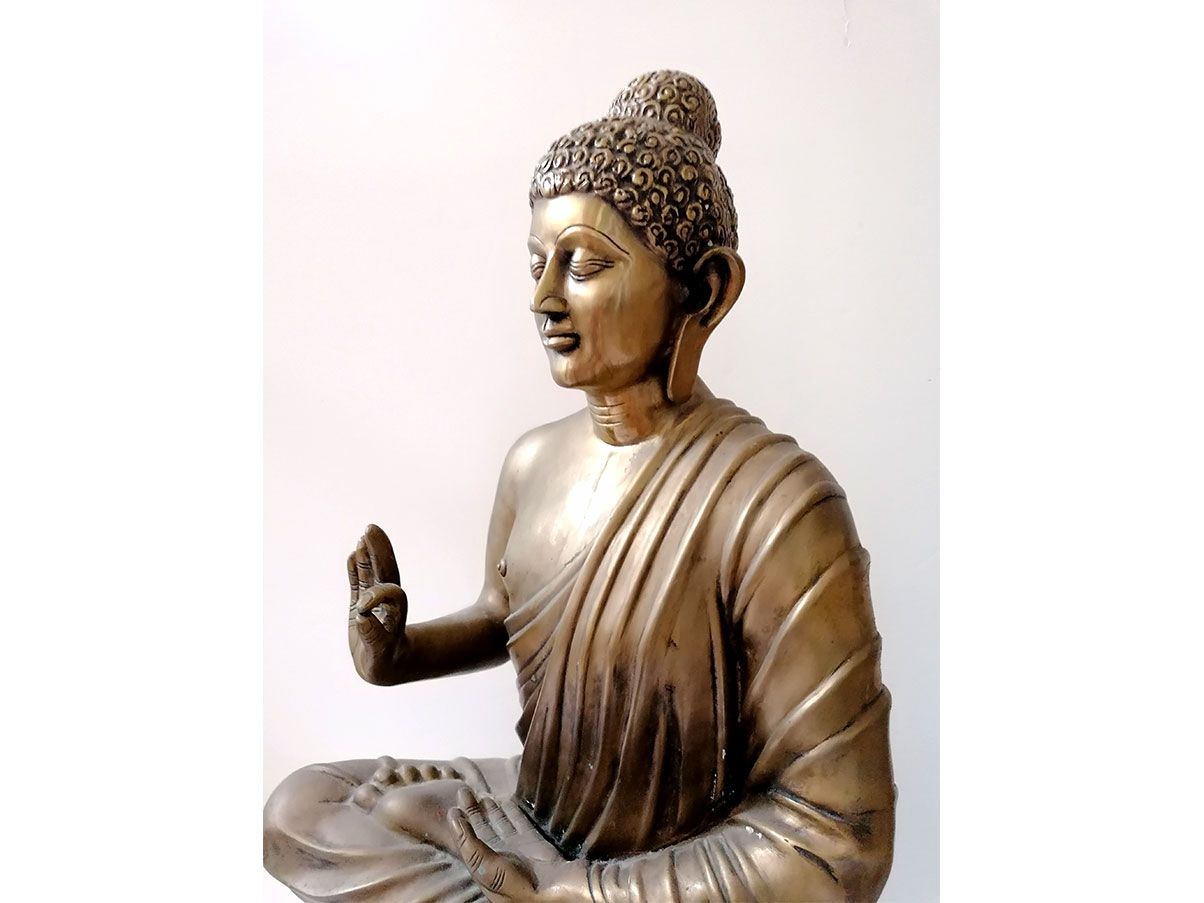 Statua vintage Buddha in ottone proveniente dall'India ('900)