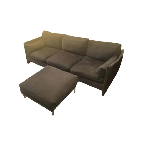 Divano 3 posti e pouf Urban in tessuto (grigio) 3
