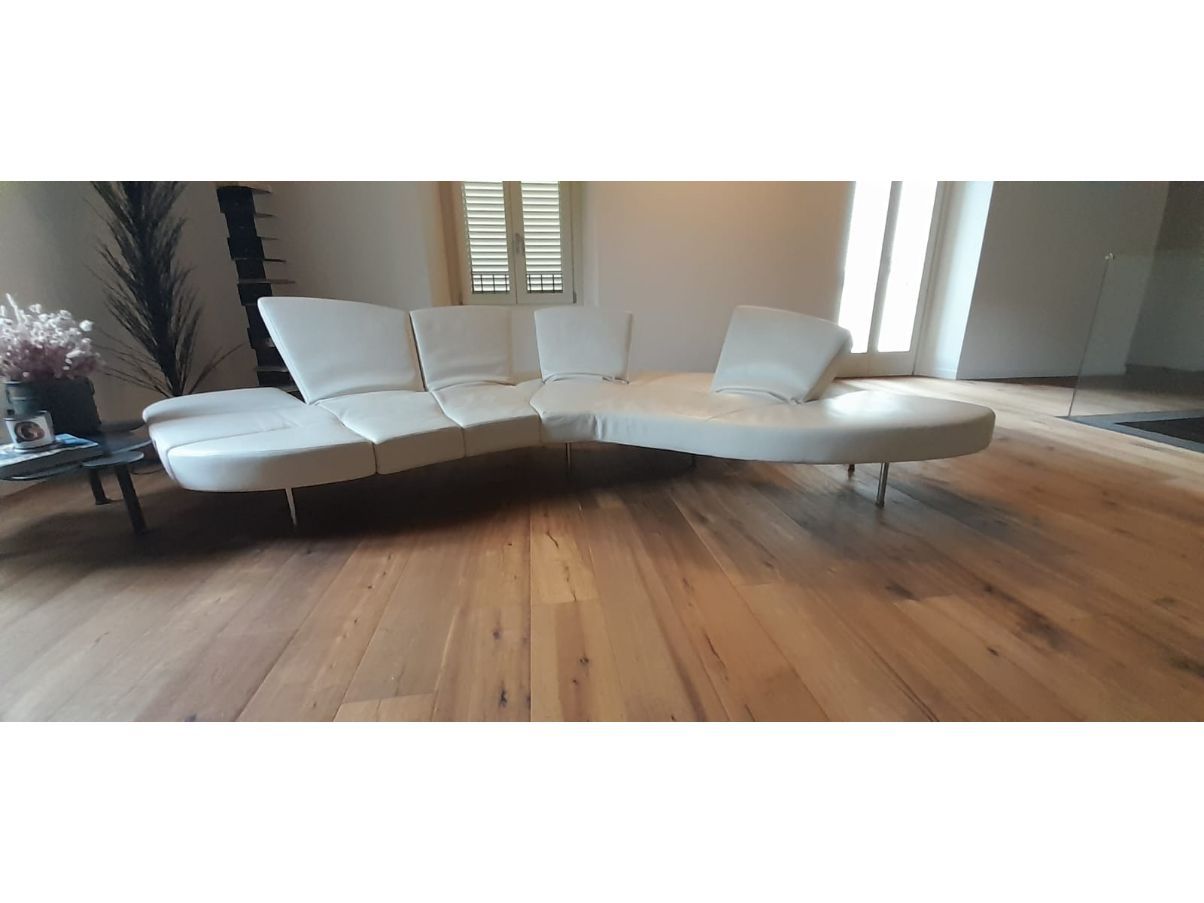 Flap sofa in white leather, Edra image