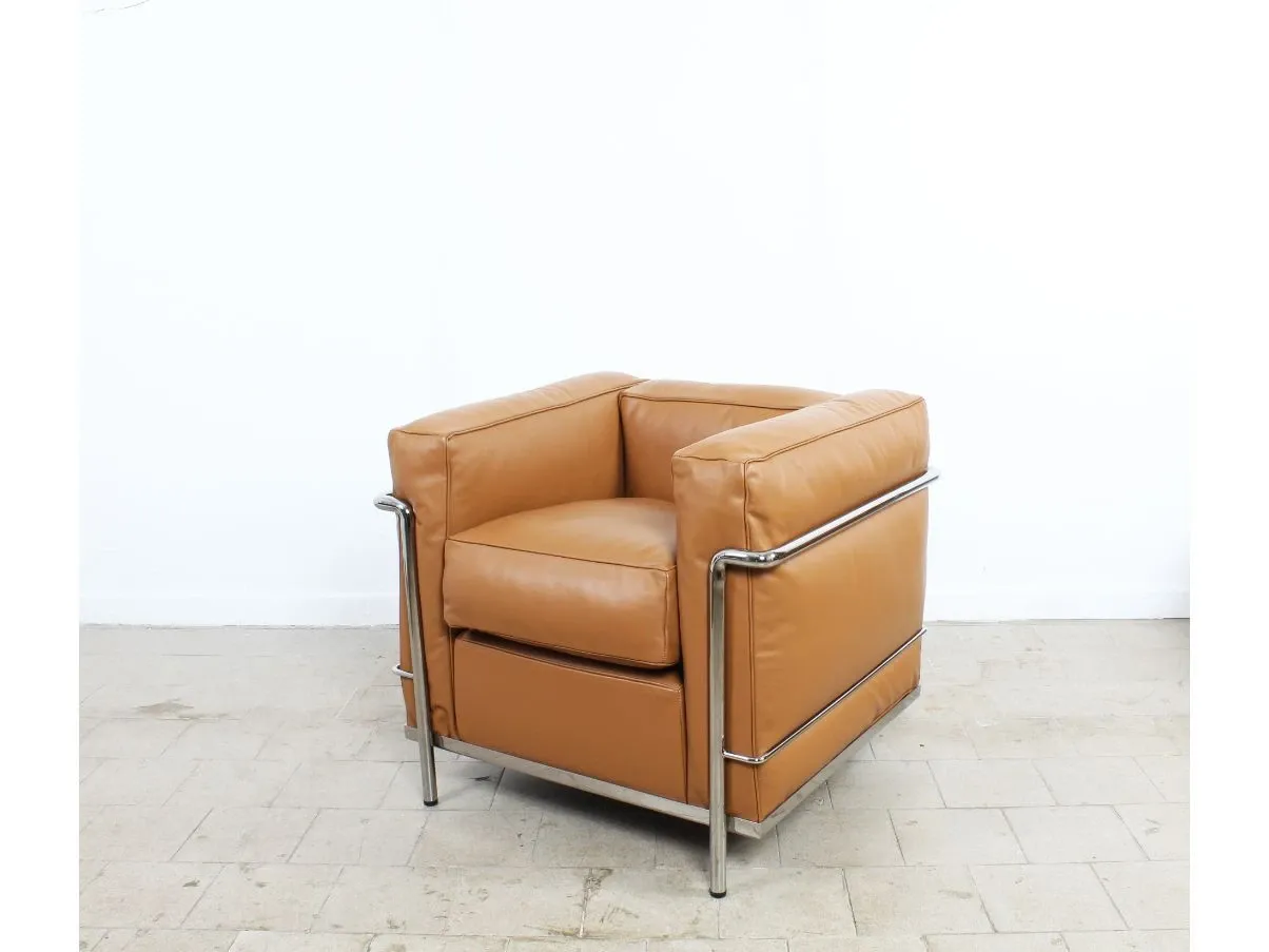 LC2 Sessel aus braunem Leder 4