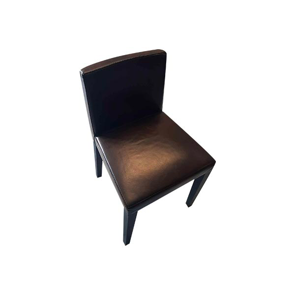 Modern chair in wood and leather (brown), Baxter image