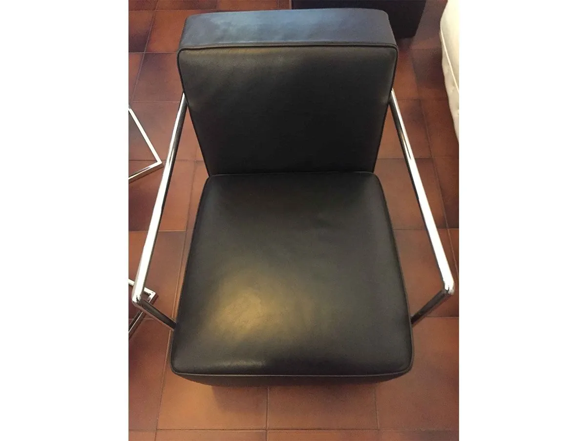 Set of 2 ABC armchairs in steel and leather, Flexform 3