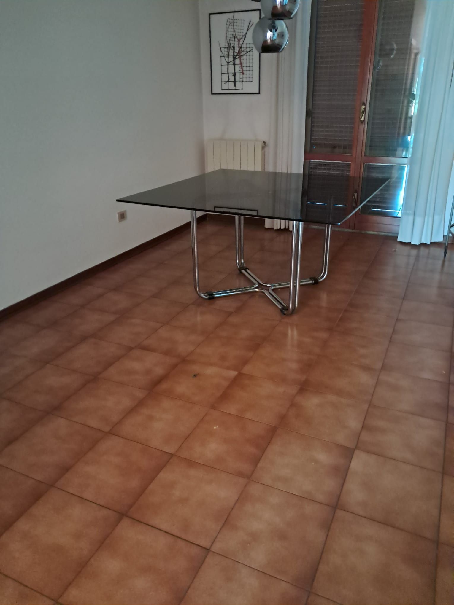 Tavolo da pranzo quadrato in cristallo temperato (anni '70) Brand