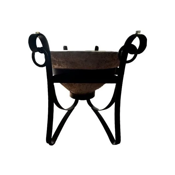 Coffee table in wrought iron and Etruscan stone, image