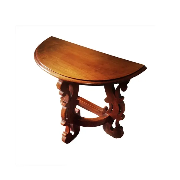 Consolle a mezzaluna in legno massello con gambe tornite image