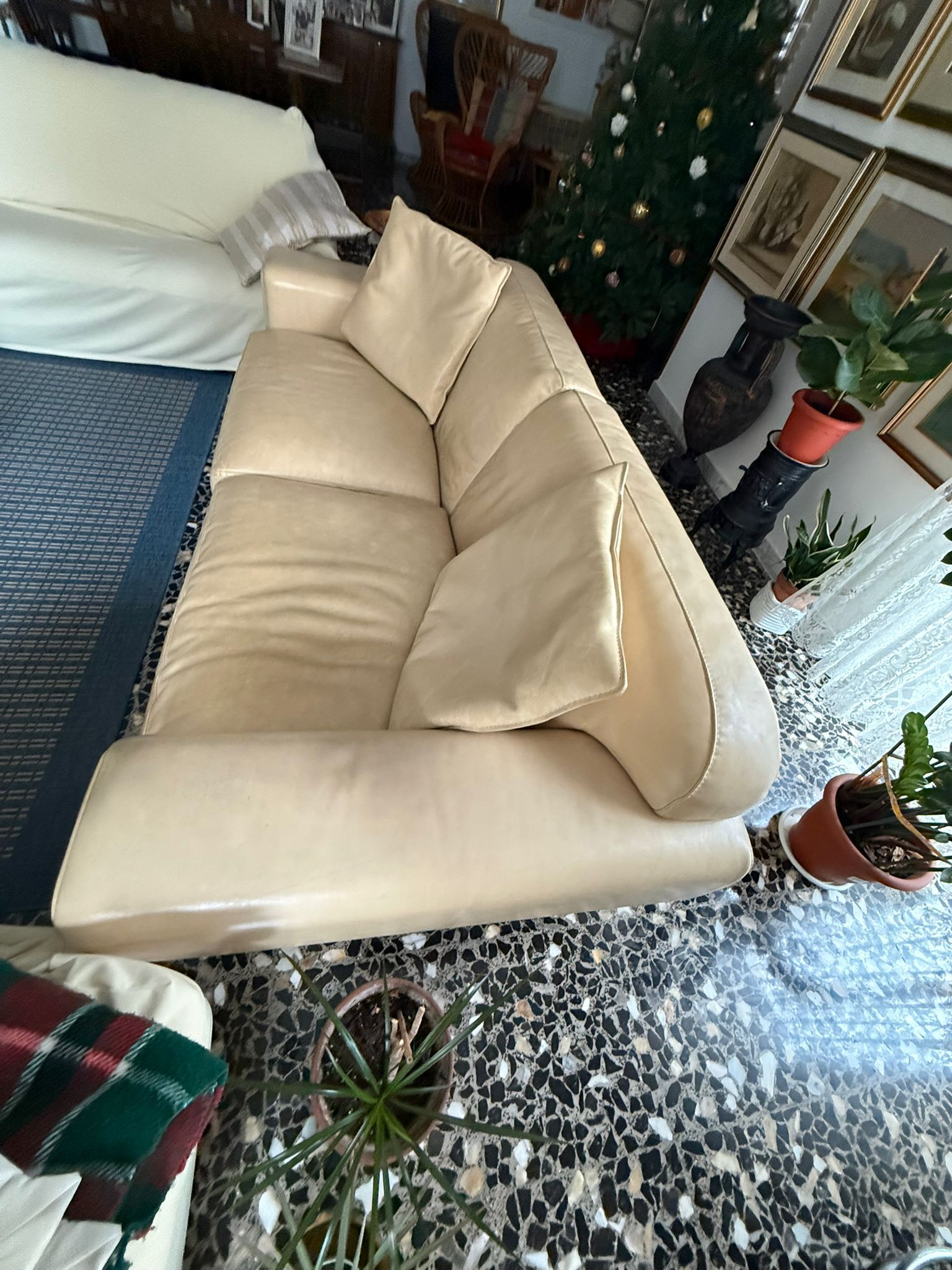 Hamilton sofa in leather (beige) 13