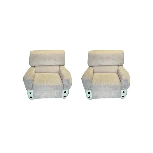 Set 2 Space Age armchairs in corduroy (white) image