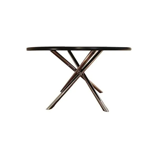 Tavolo rotondo Nodo con piano in legno laccato (nero), 