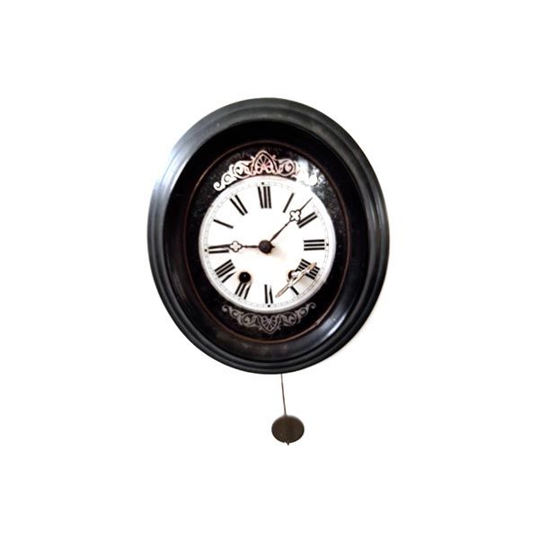 Antique pendulum clock in painted solid wood (black), image