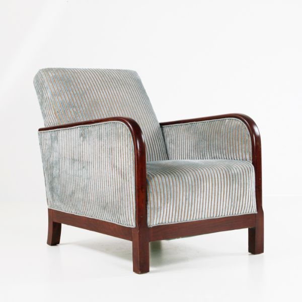 Armchair in wood and velvet (30s),  image