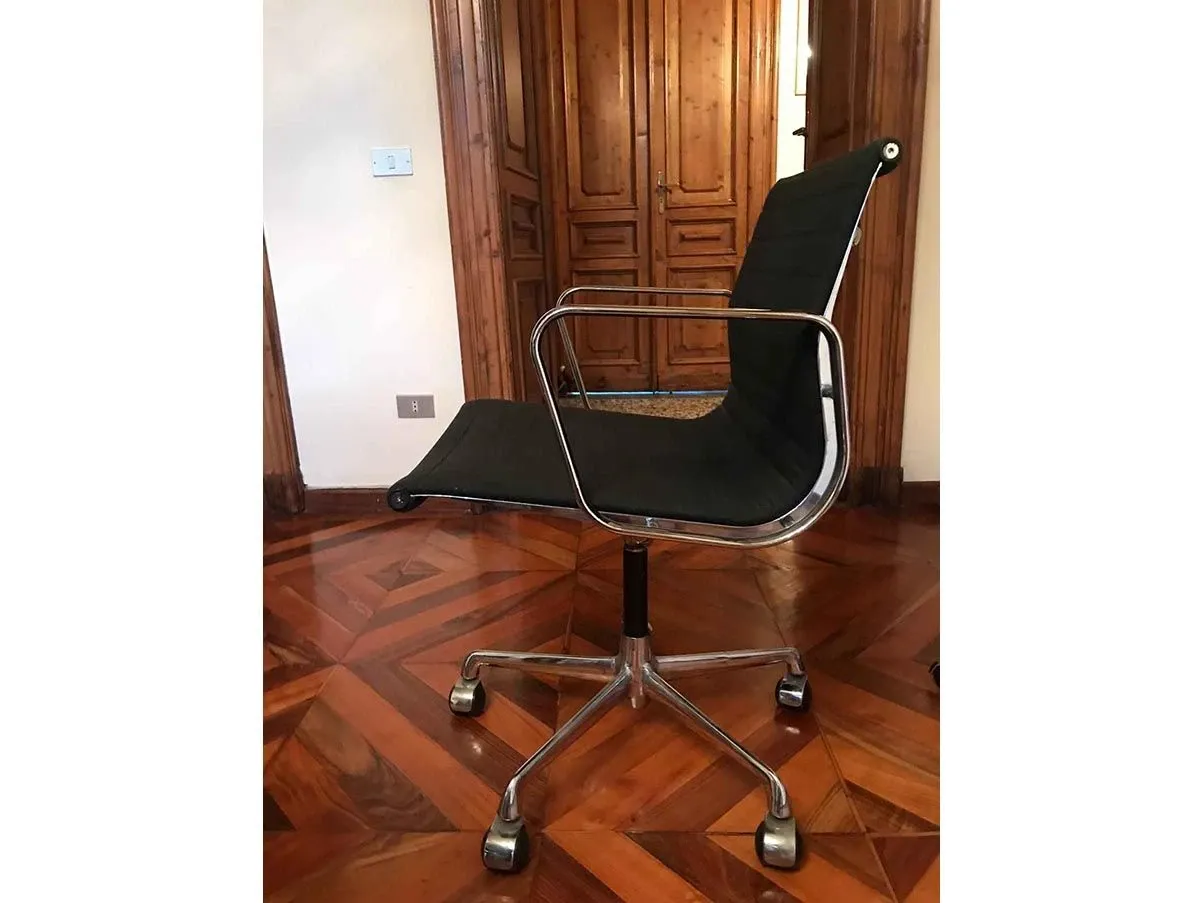 Set of 6 office chairs with armrests in fabric (black), ICF 3