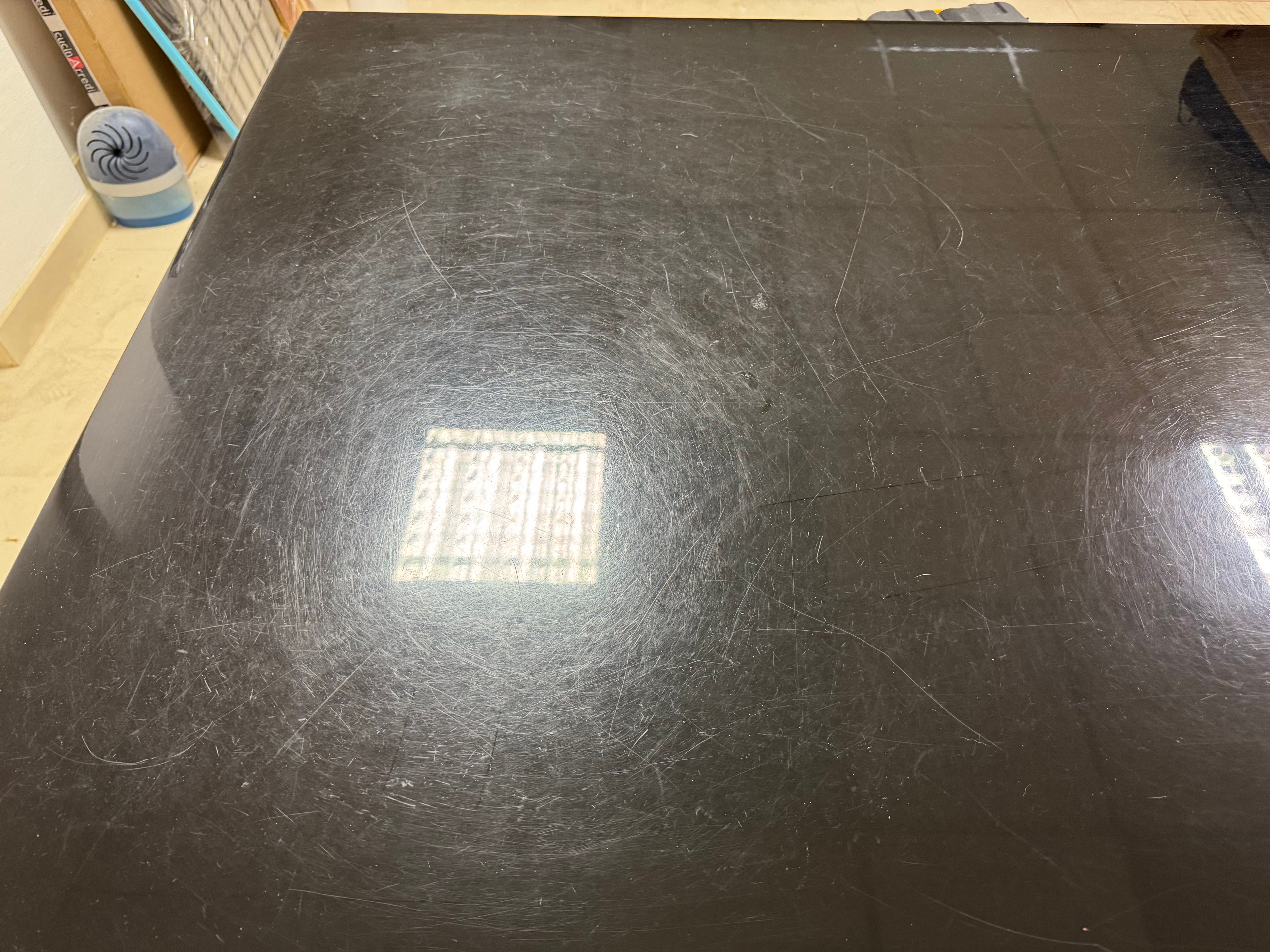 "Philippe Starck Black and Transparent Rectangular Dining Table Top Top" Details