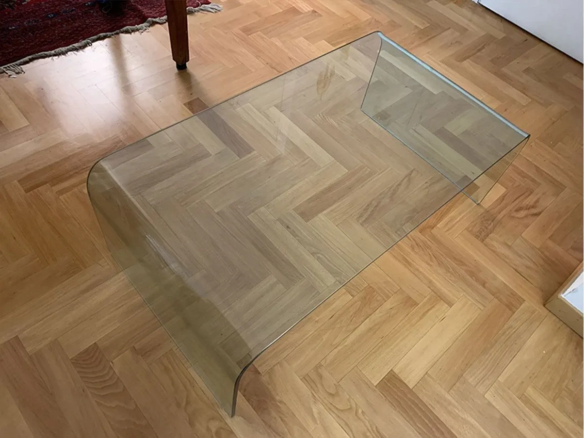 Tavolino vintage in vetro temperato grigio (anni '90) 