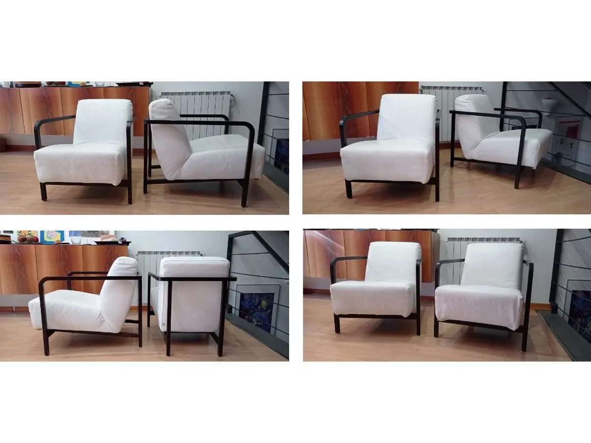 Set of 2 Gilda armchairs in white leather, Porada 5