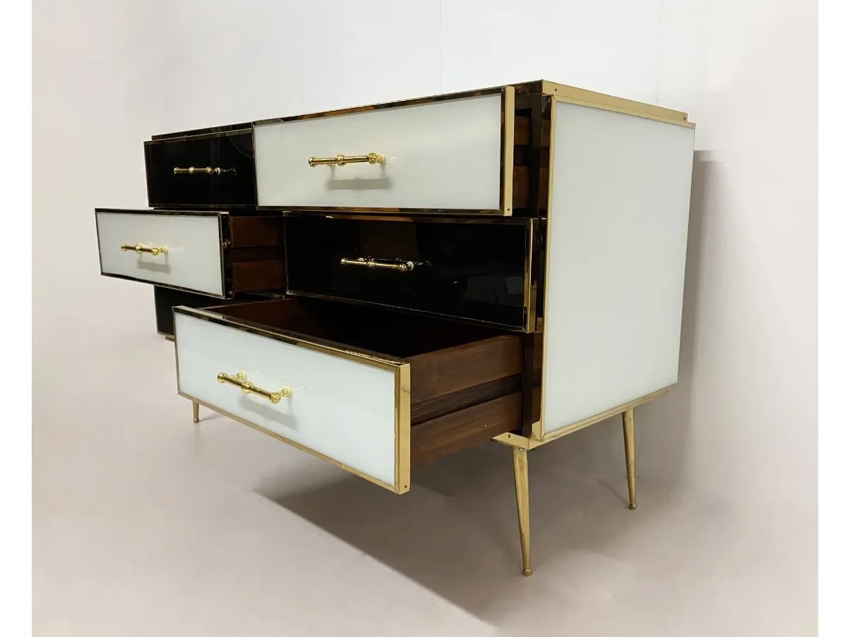 Cassettiera vintage bianca e nera (anni '70) 5