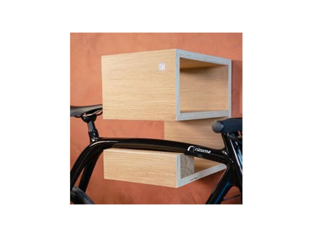 Supporto da parete per bici in legno / Portabici da parete blu