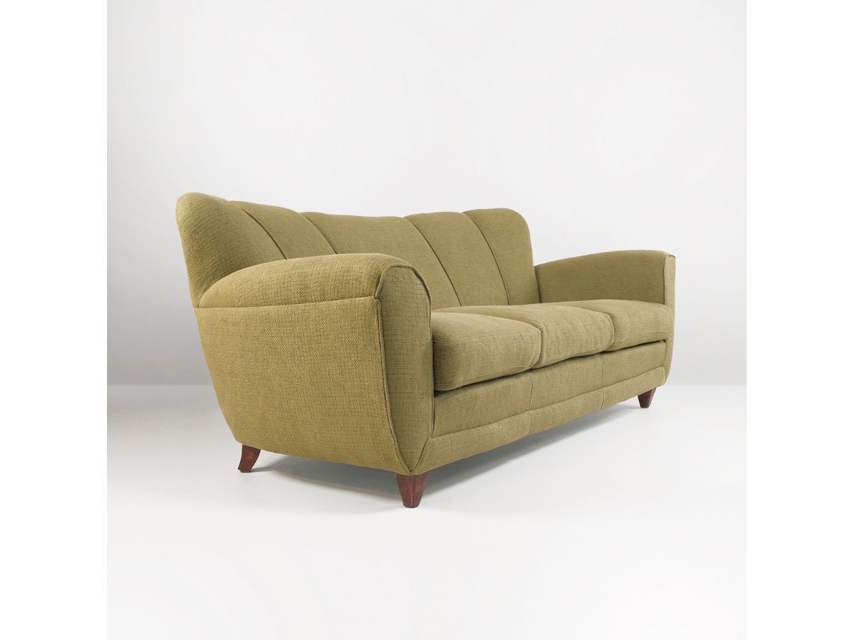 Vintage olive green 3-seater sofa (1940s), image