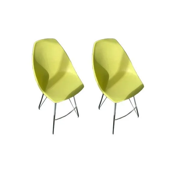 Set of 2 Pio stools in metal and polycarbonate (green), MD Work image