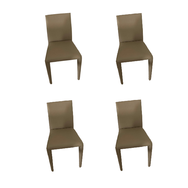 Set of 4 Vol Au Vent chairs by Mario Bellini in dove gray leather, B&B Italia image