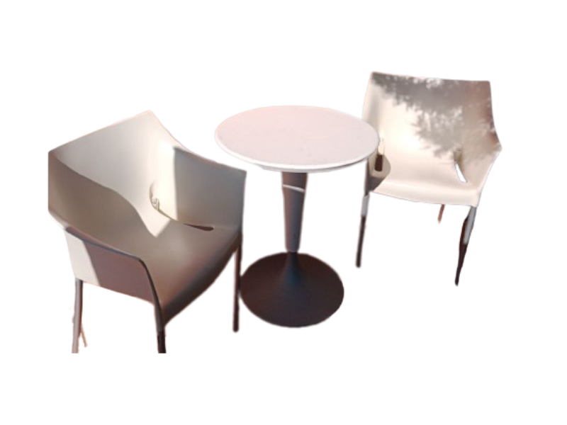 Set of DR.NA coffee table and 2 white DR.NO armchairs, Kartell image