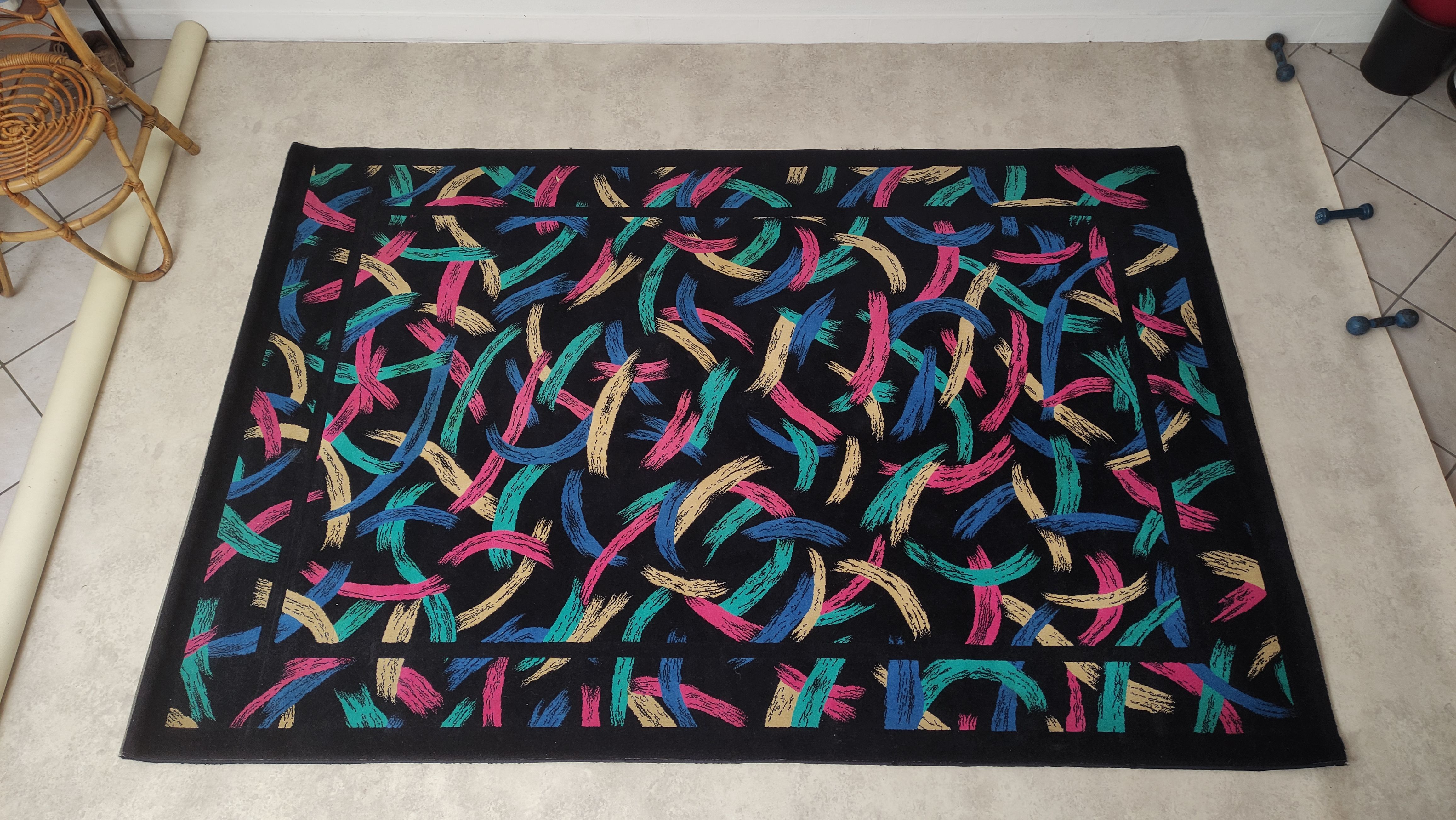 Tappeto rettangolare Ottavio in lana multicolore (anni '80) Main