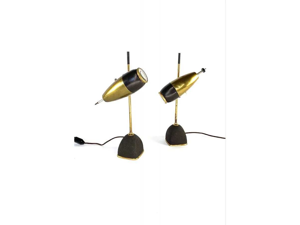 Set 2 lampade da tavolo 577 ottone (anni '60), Lumi Milano 6