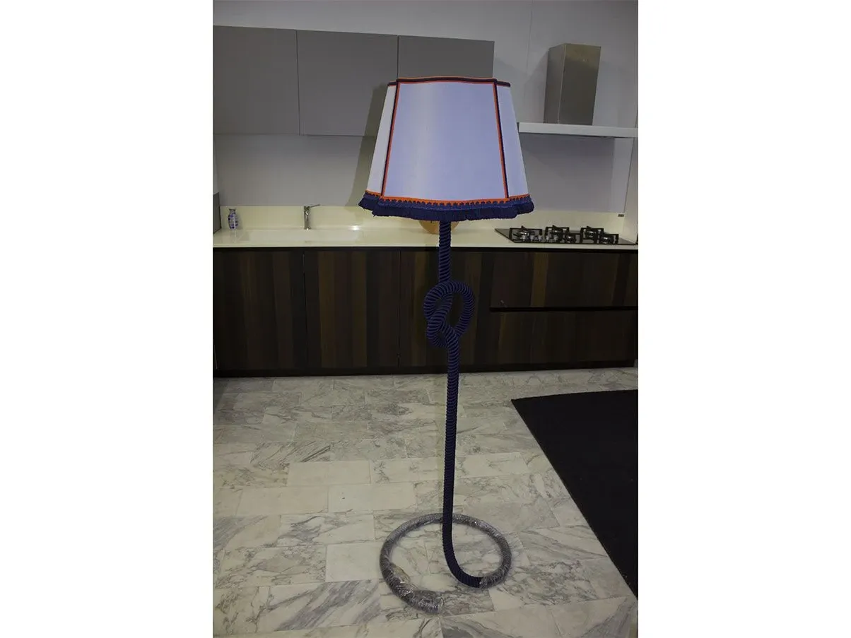 Abatjour floor lamp in velvet and cotton (blue), Baxter 