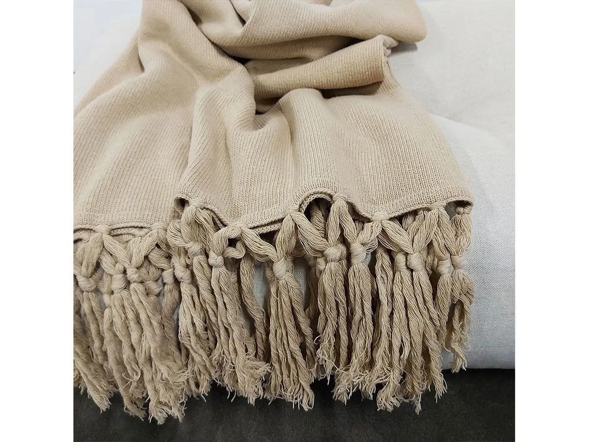 Plaid Tracey lavorazione tricot lana (beige), Ivano Redaelli 