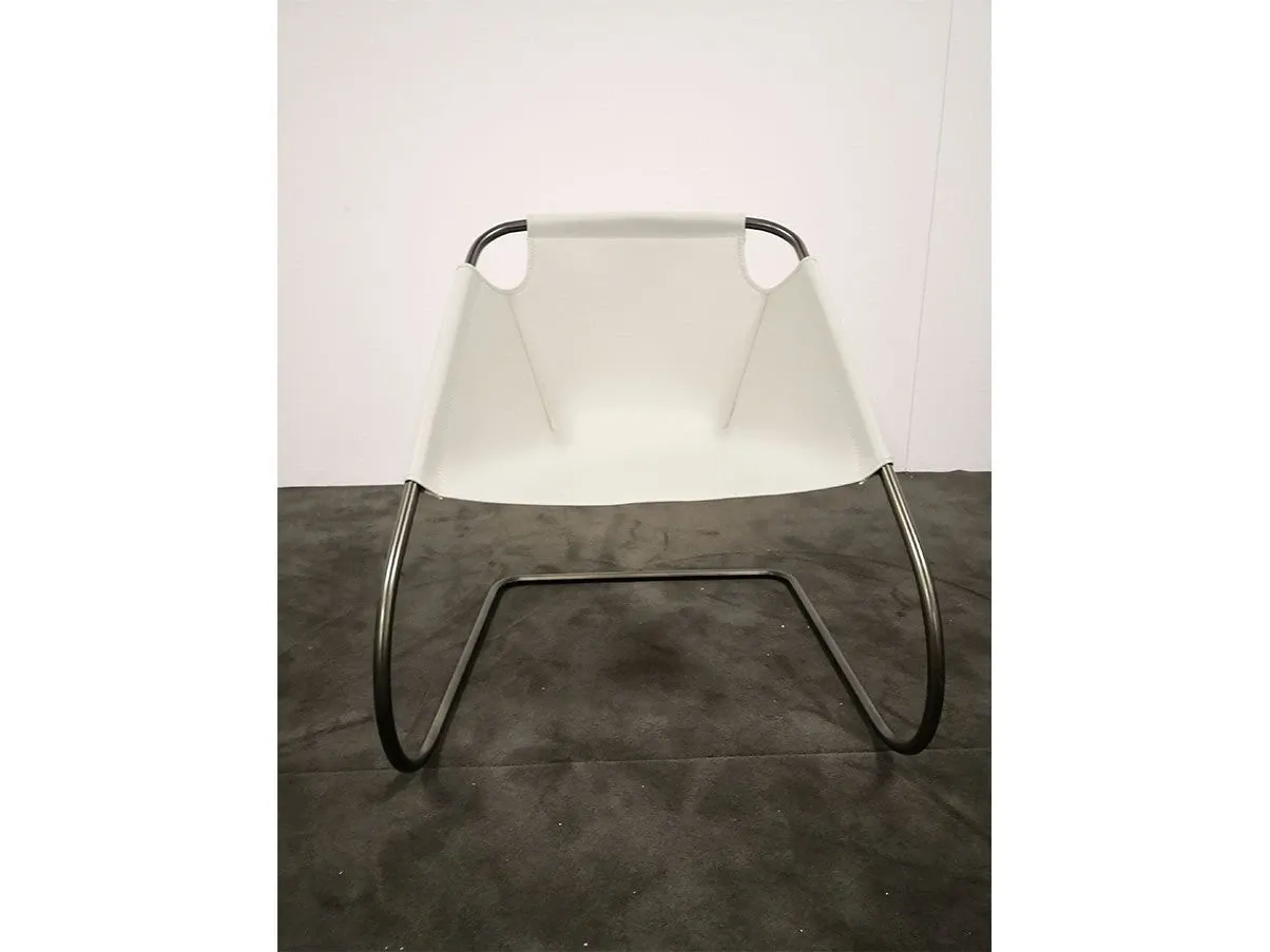 Foster armchair metal and leather (grey), Ivano Redaelli 1
