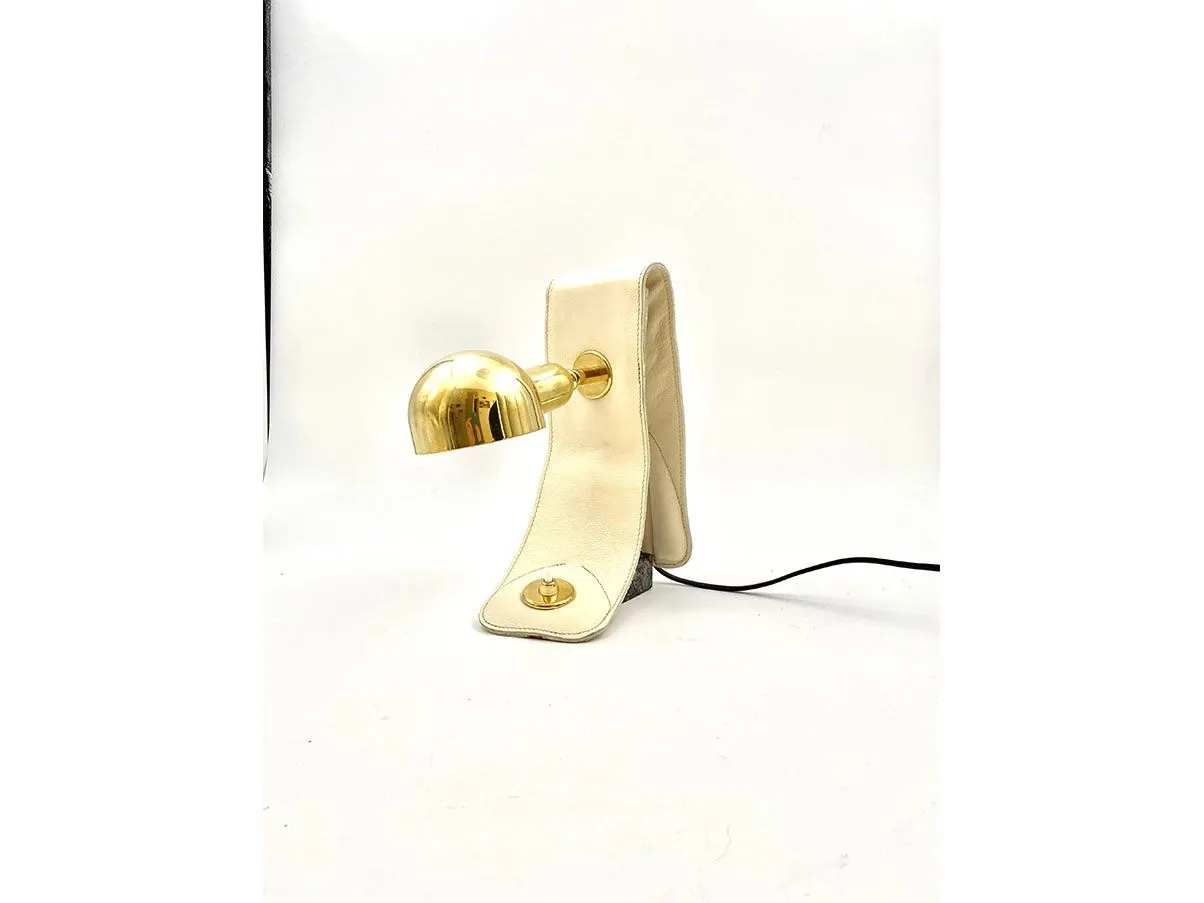 Lampada per poltrona vintage LP01 in pelle e ottone, Azucena 5