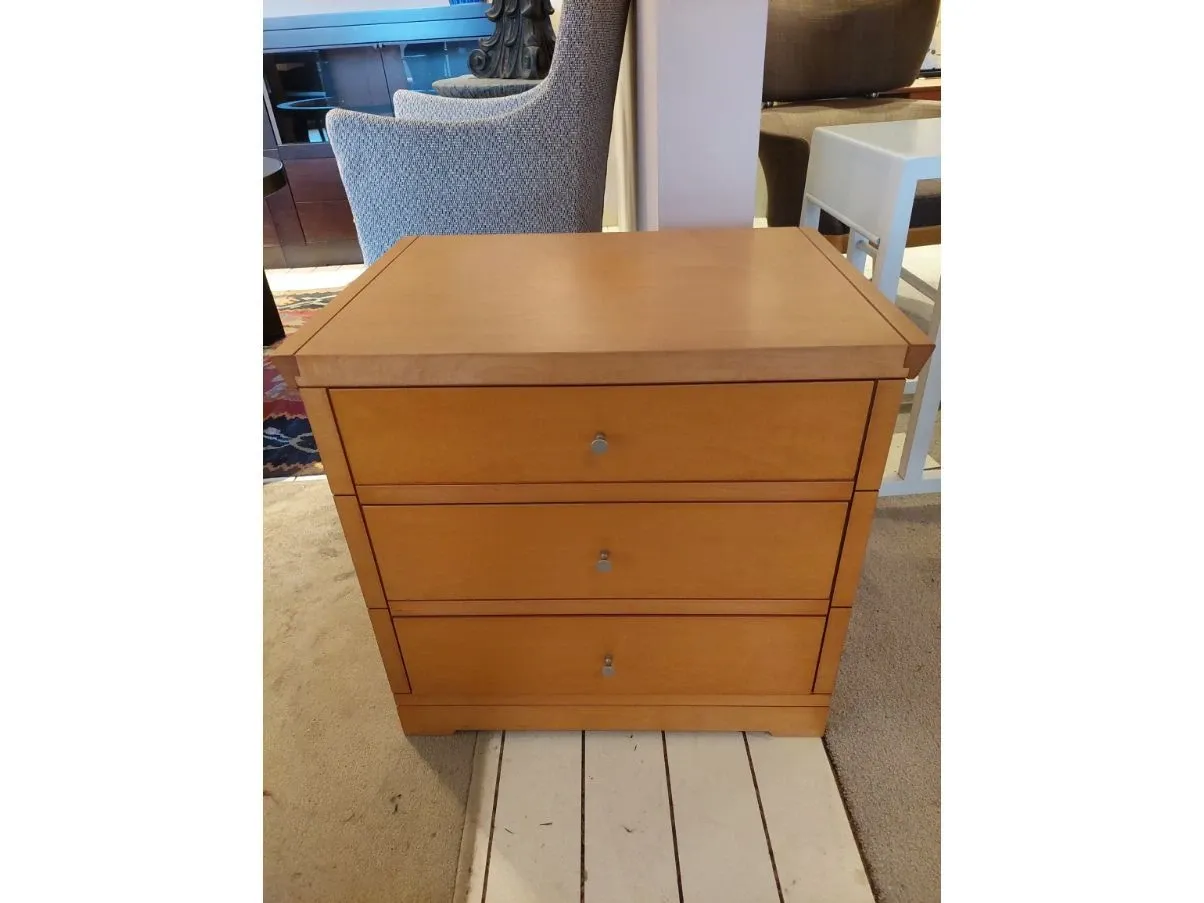 Oli bedside table with 3 drawers in wood and metal, Giorgetti 2