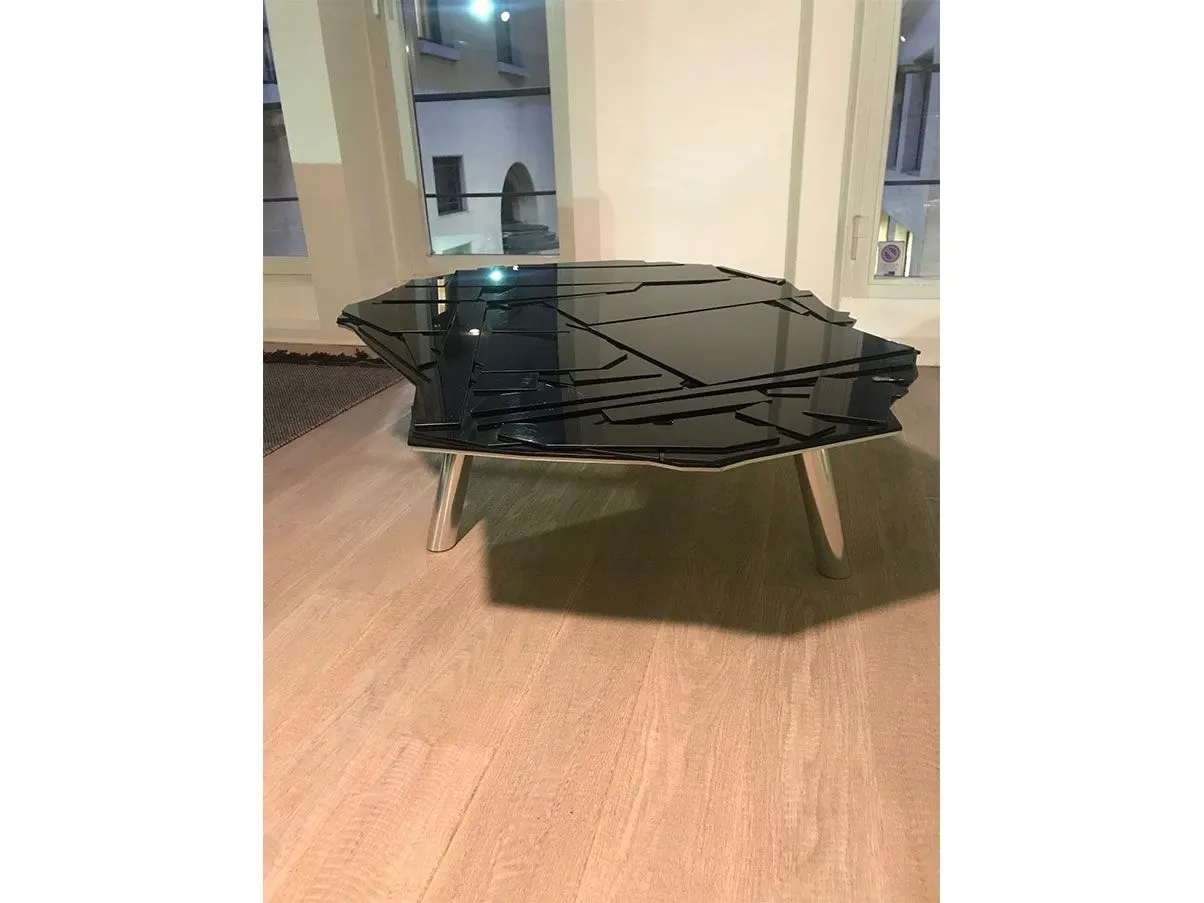 Brasilia polygonal coffee table in steel and methacrylate (black), Edra 3