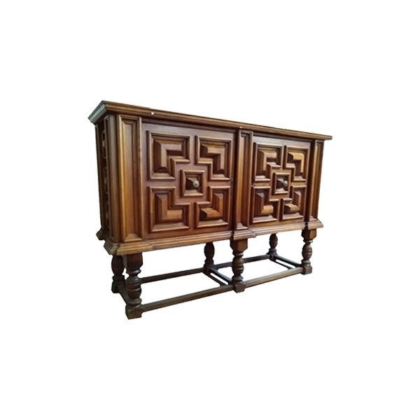 Credenza in legno bugnato con intarsi, Merlin image