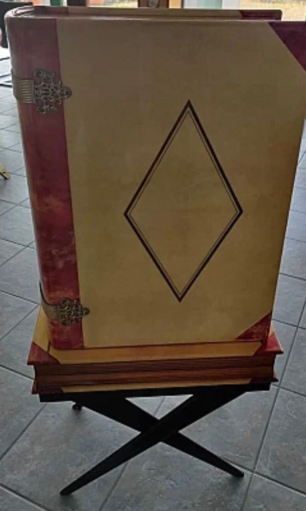 Mobile bar decorato di Aldo Tura (anni '50) Front