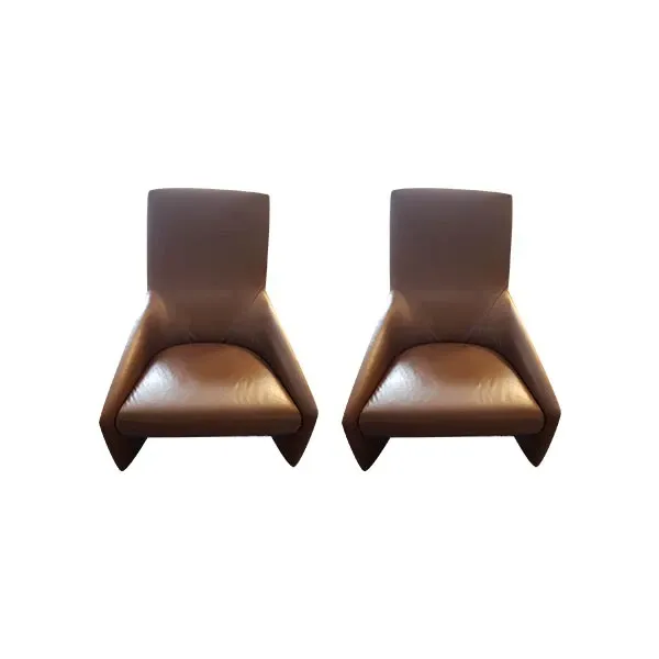 Set of 2 vintage armchairs in Haiku (brown) leather, Jesse image