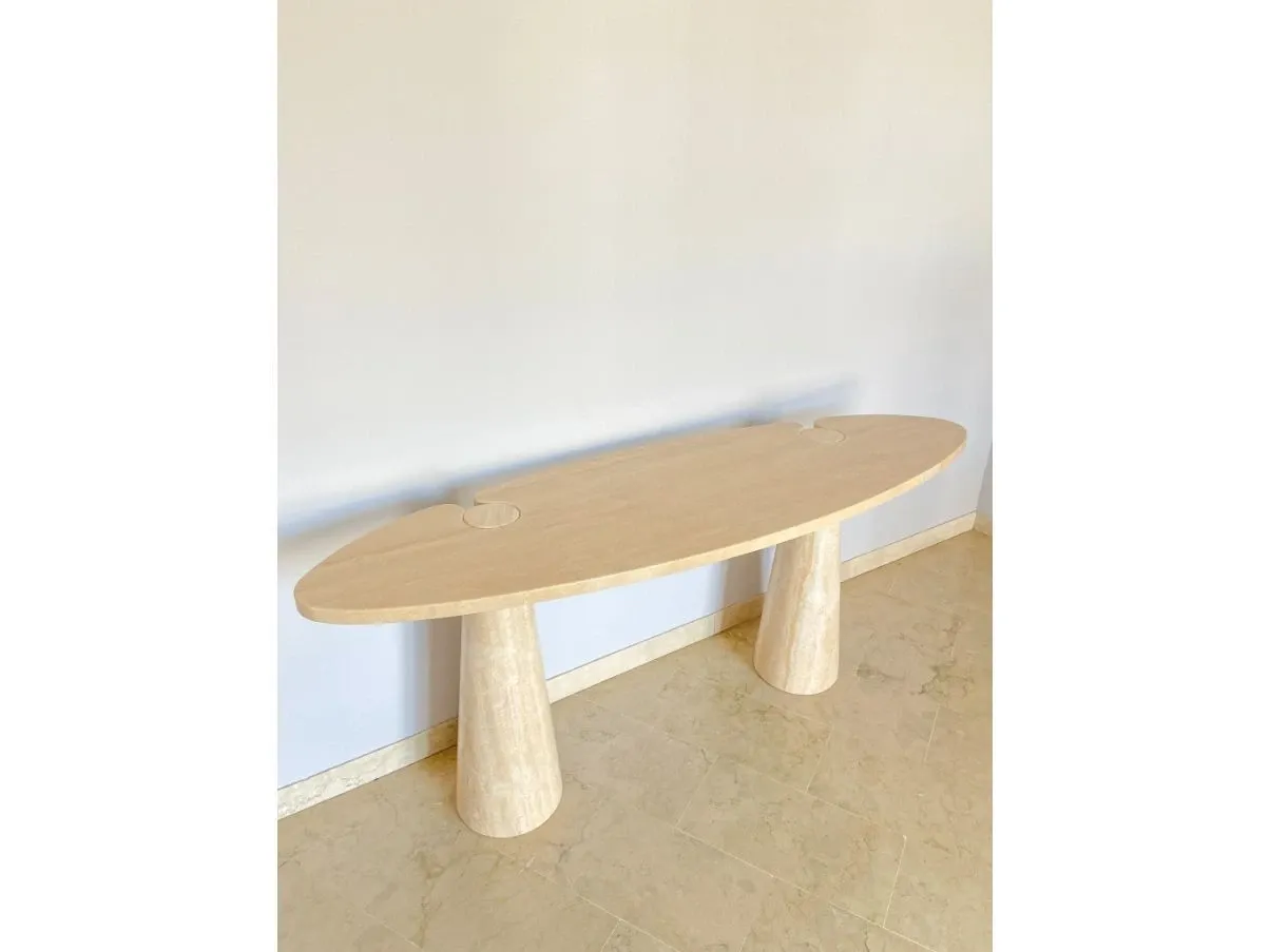 Vintage travertine Eros Console (70s), 8