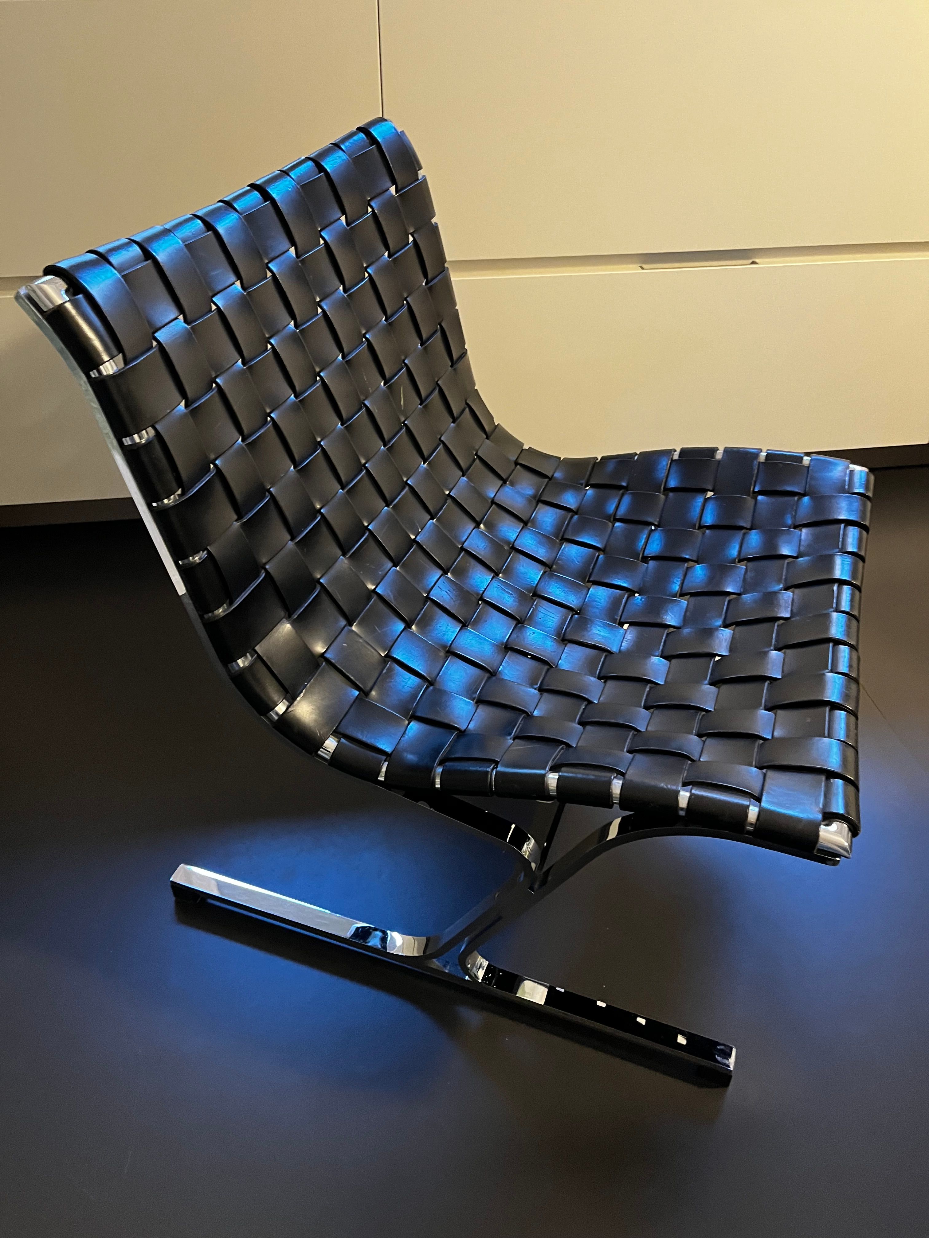 Set van Luar fauteuils in leer van Ross Littell Side