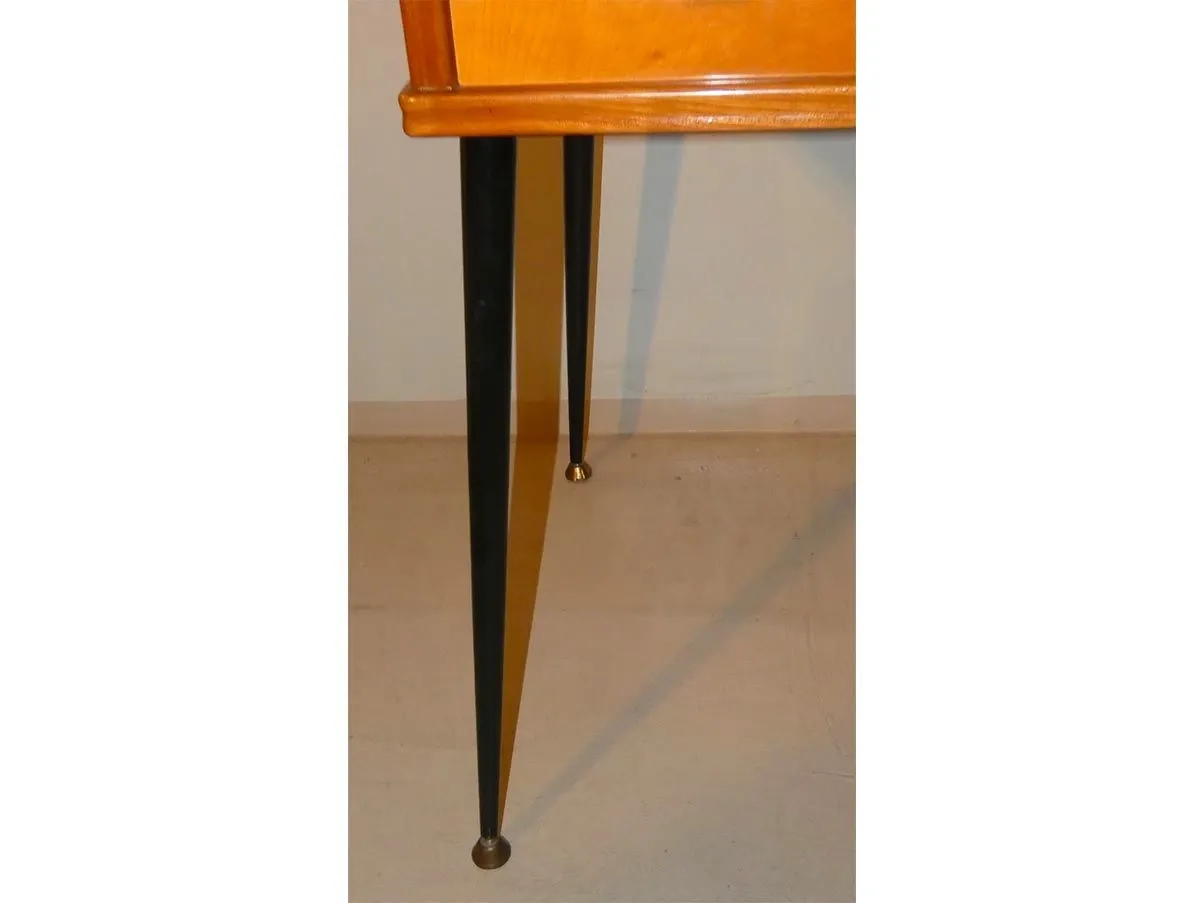 Schreibtisch aus Buche und schwarzem Opalglas (1950er Jahre) 3