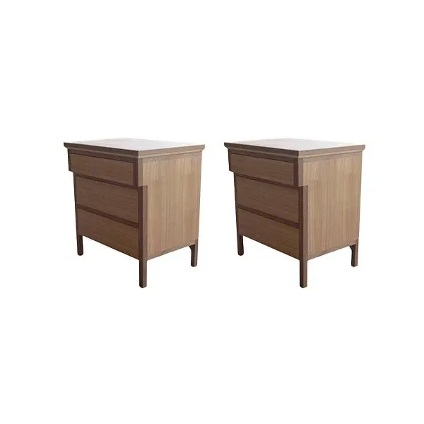 Set 2 bedside tables FS004 3 drawers walnut wood, Carpanese Home image