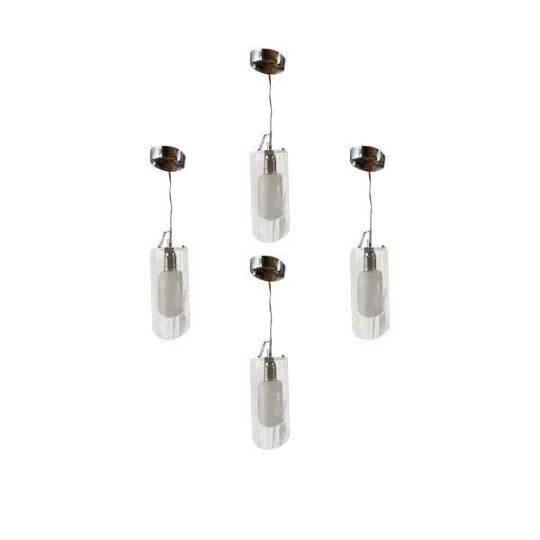 Set of 4 Kiska glass suspension lamps 