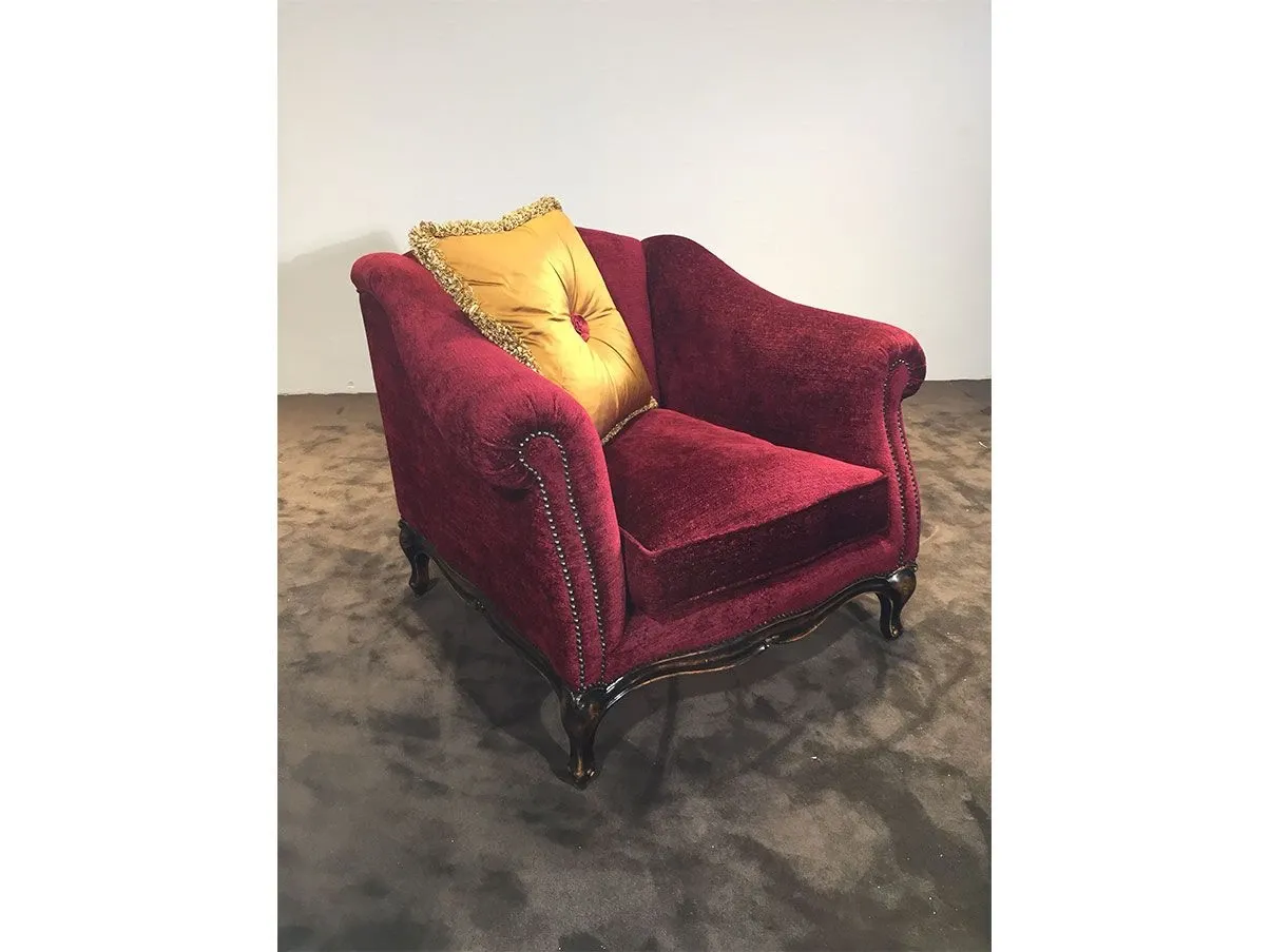 Modigliani armchair in chenille (burgundy), Bruno Zampa 