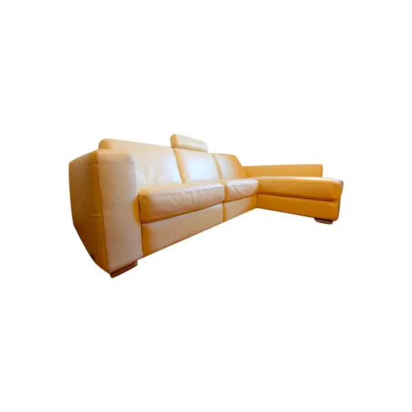 Corner sofa in leather (beige), Doimo Salotti image