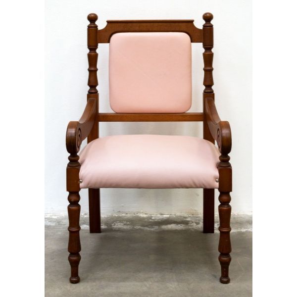 Vintage chair in solid beech wood and leather, image