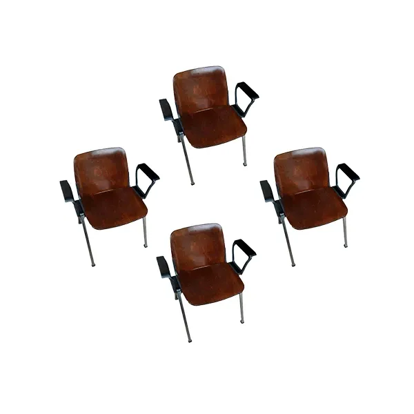 Set of 4 vintage chairs in steel and wood (1980s) image