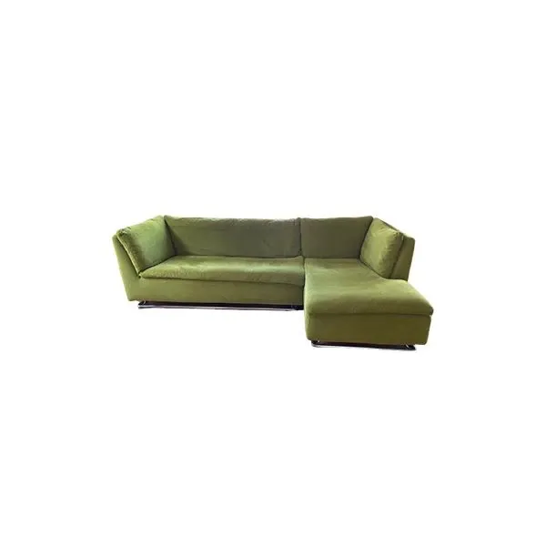 Garden sofa with peninsula in green fabric, Biesse image